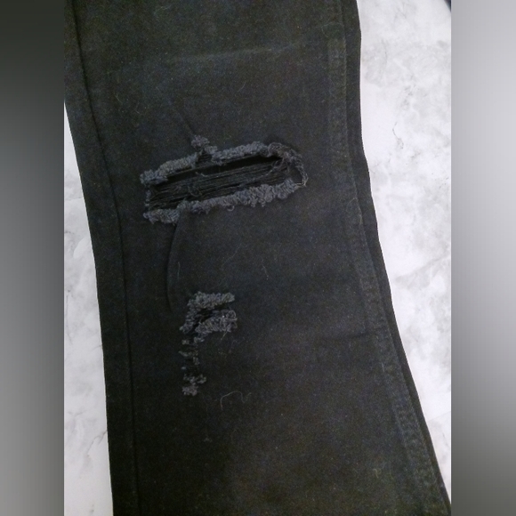 Cavalli Class NWOT High Rise Straight Leg Dark Jeans Raw Hem Distressed Sz.25 - Picture 8 of 12